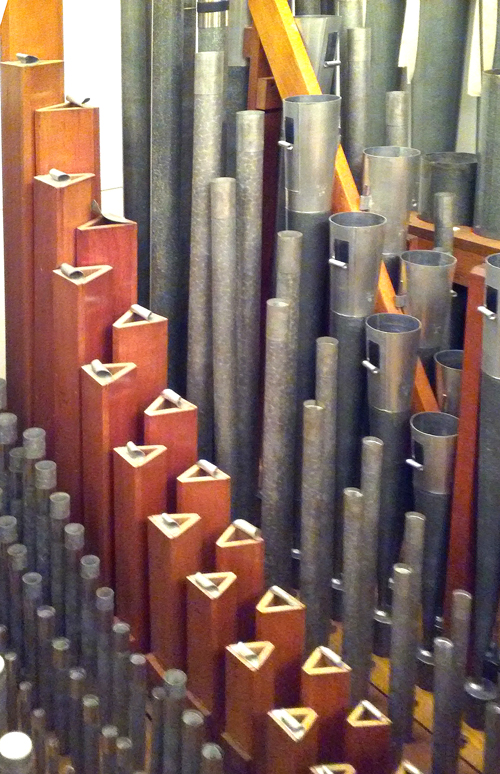 interior view of large pipe organ
