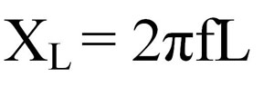 formula for figuring out inductive reactance which is X sub L equals two pi times frequency
  times inductance in Henries.
